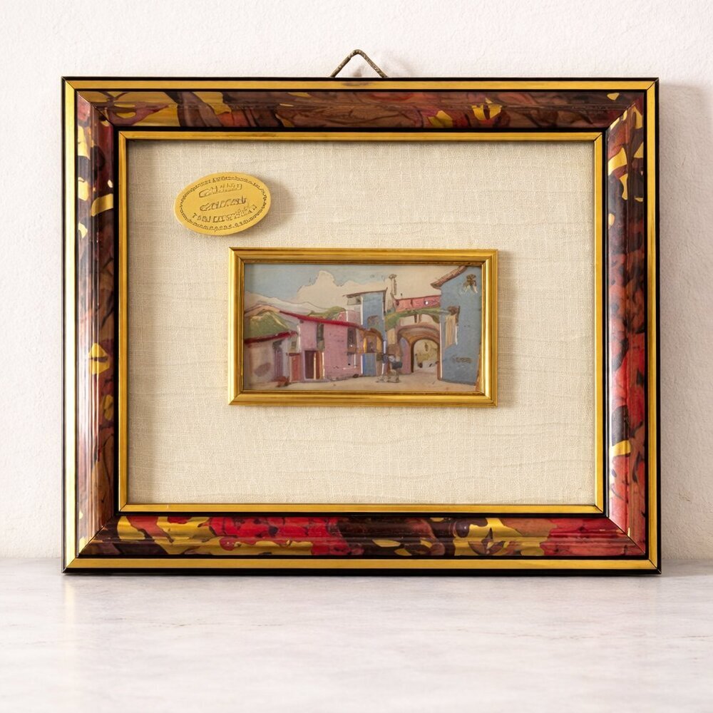 Creazioni Artistiche Franciacorta Italian Village Scene Miniature Framed Art - Picture 1 of 10